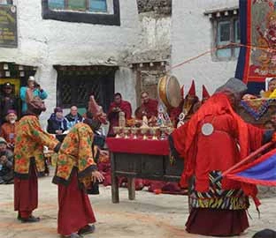 Buddhist Colorful Festival Tiji Celebration In Isolated Land In Upper Mustang