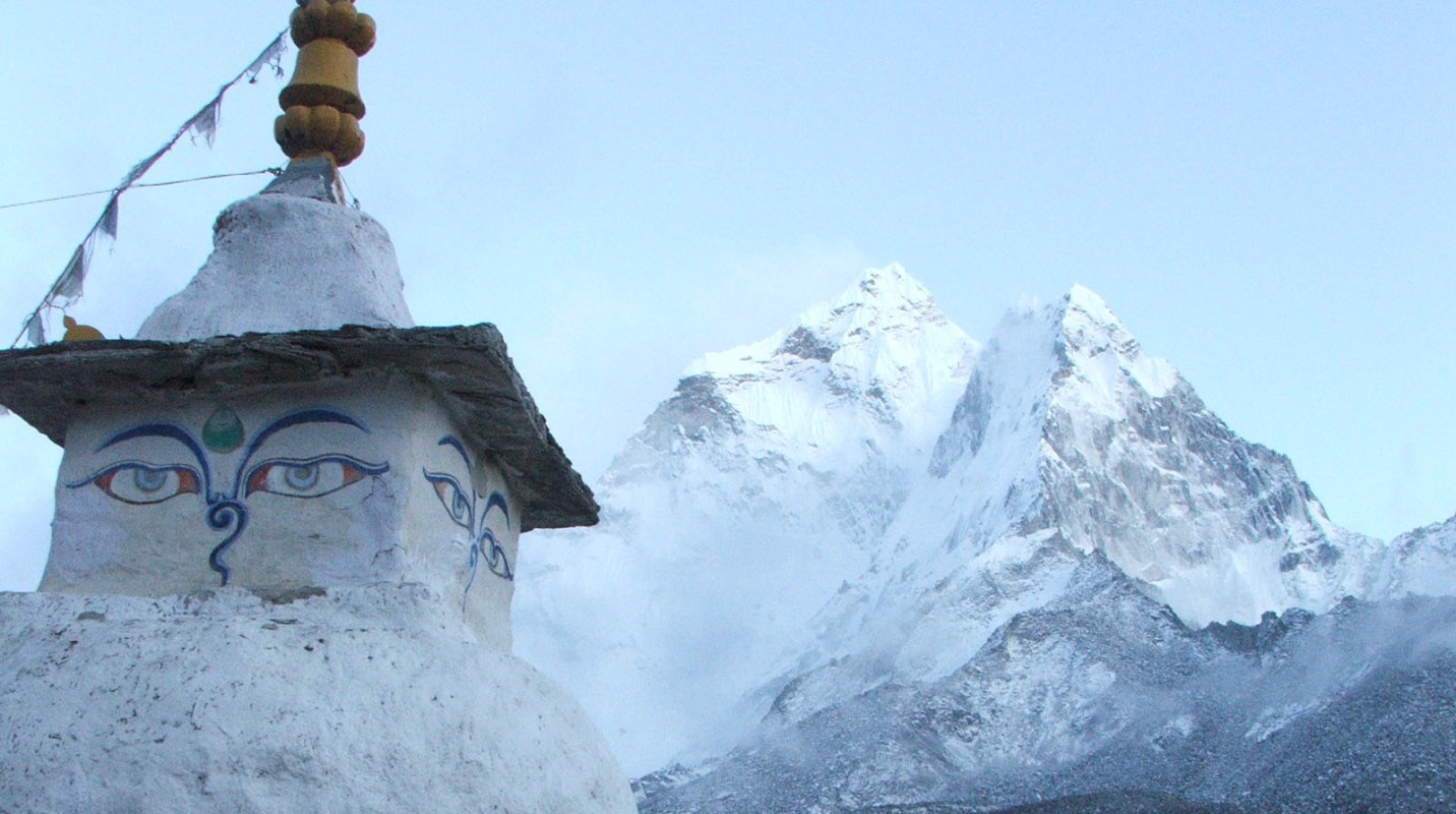  Buddhist Chortain and Mount Amadablam 