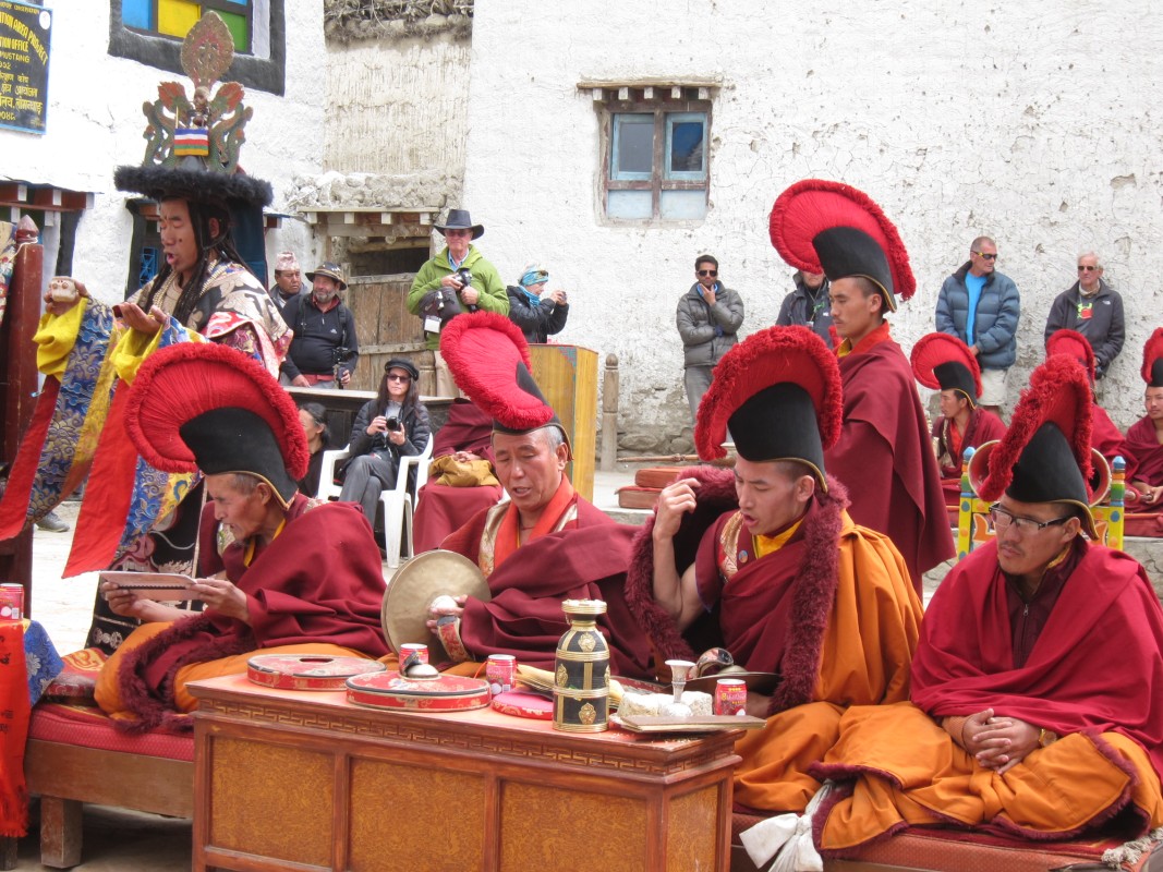  Monks Wearing Creast Head Cap during Tiji Festival 