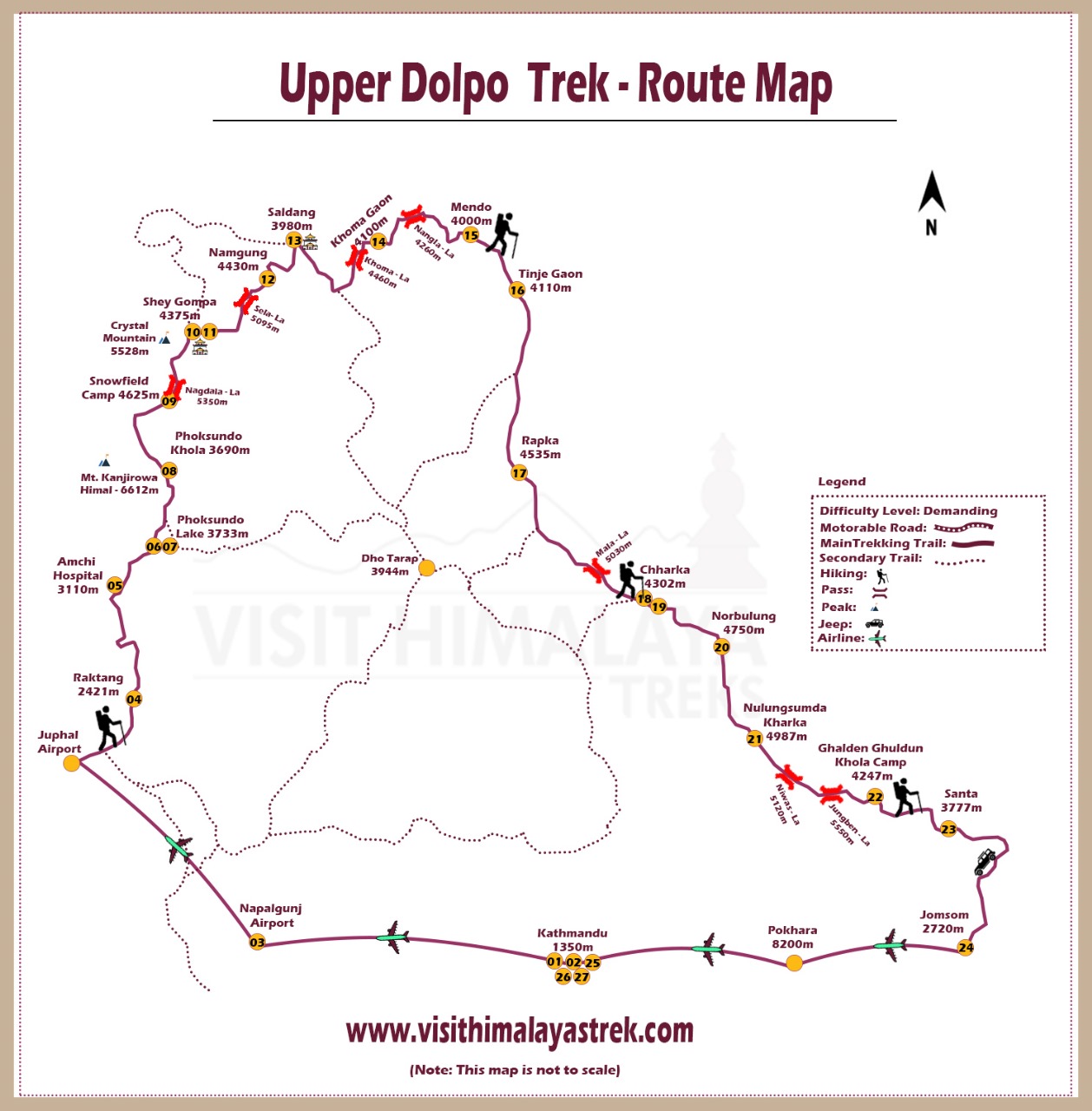 Upper Dolpo Trek Route Map