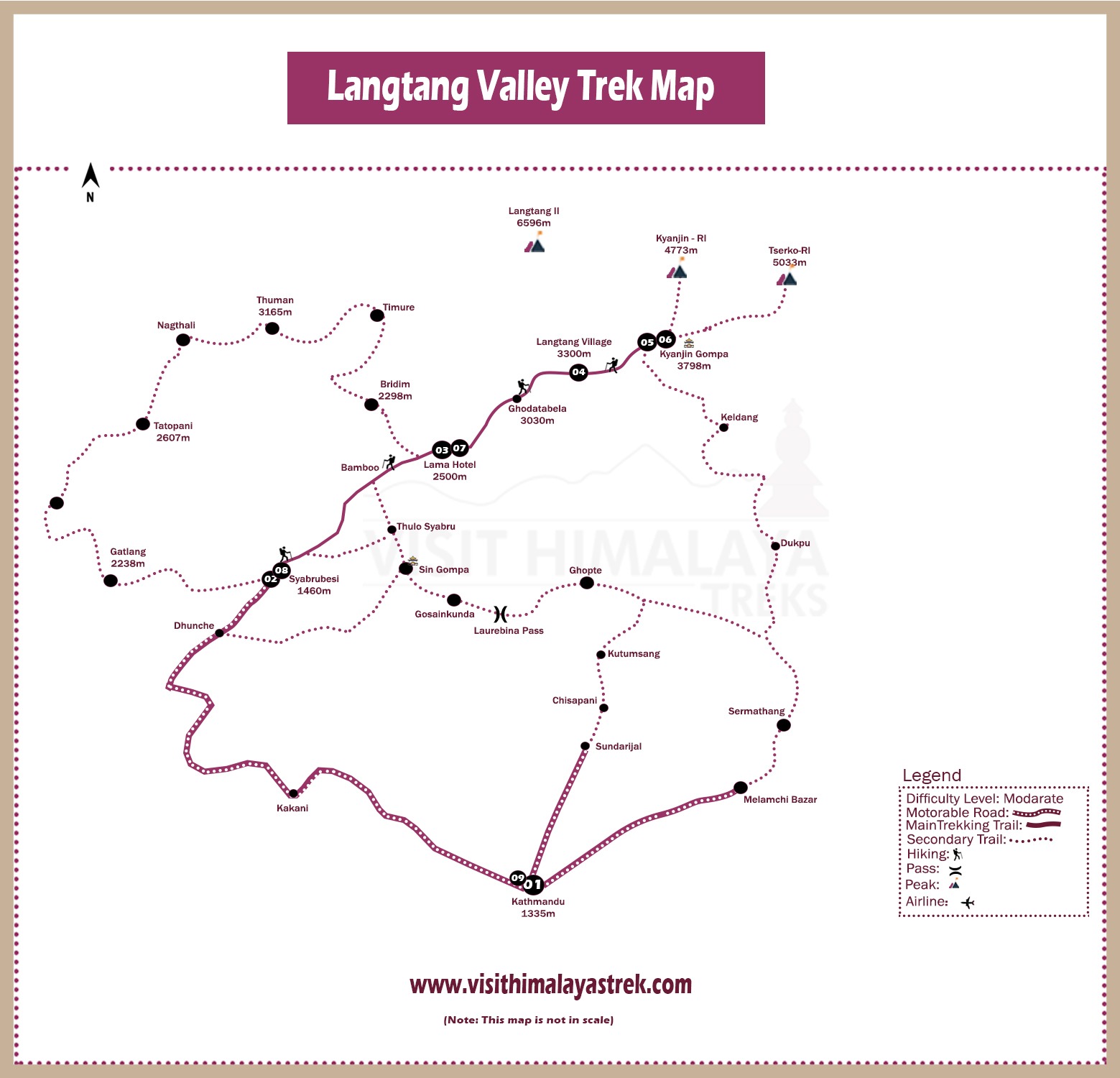 Langtang Valley Trek Route Map