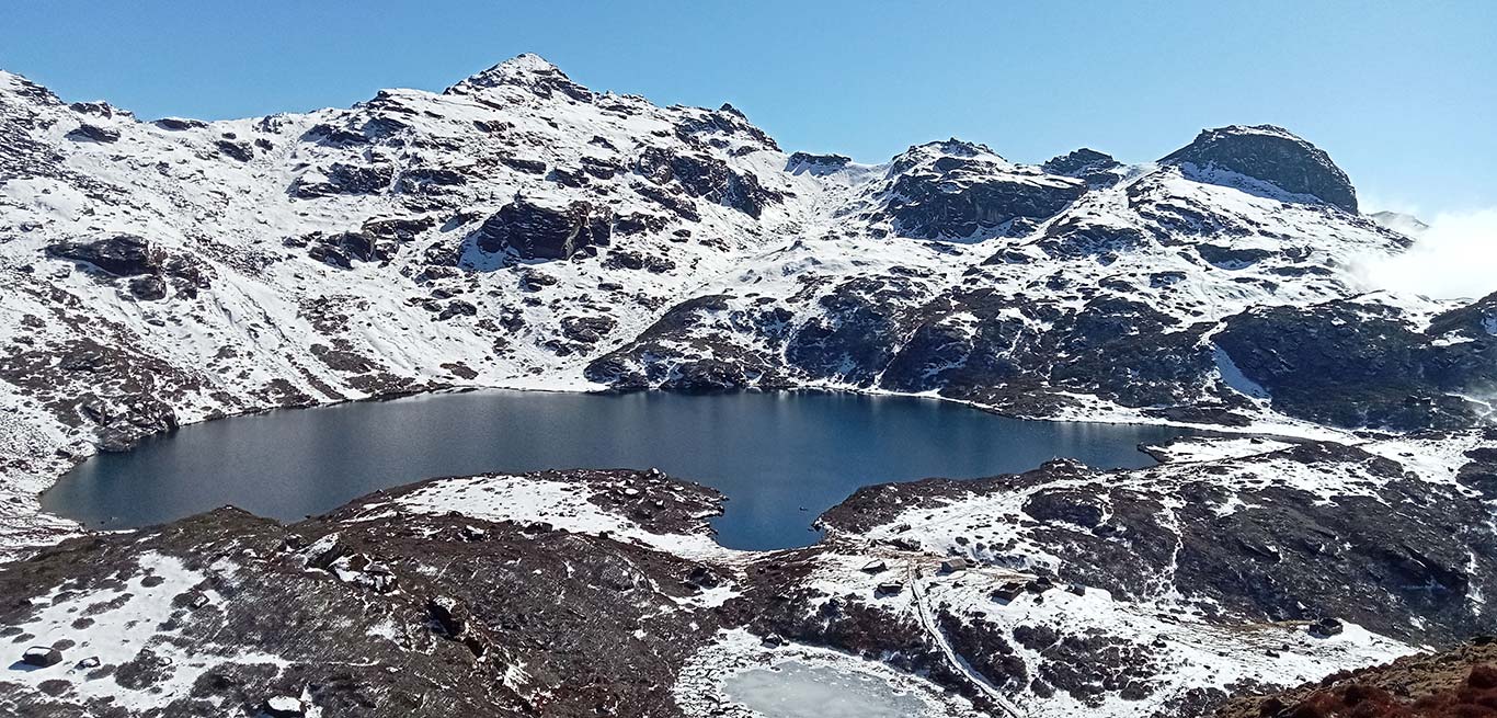 Kalo Pokhari between Shipton La Pass and Keke La Pass. 