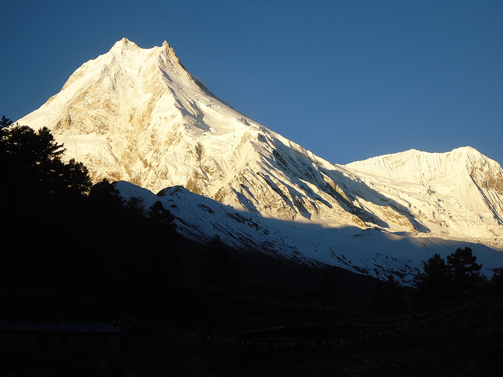 Mount Manaslu view en route to Manaslu Trek